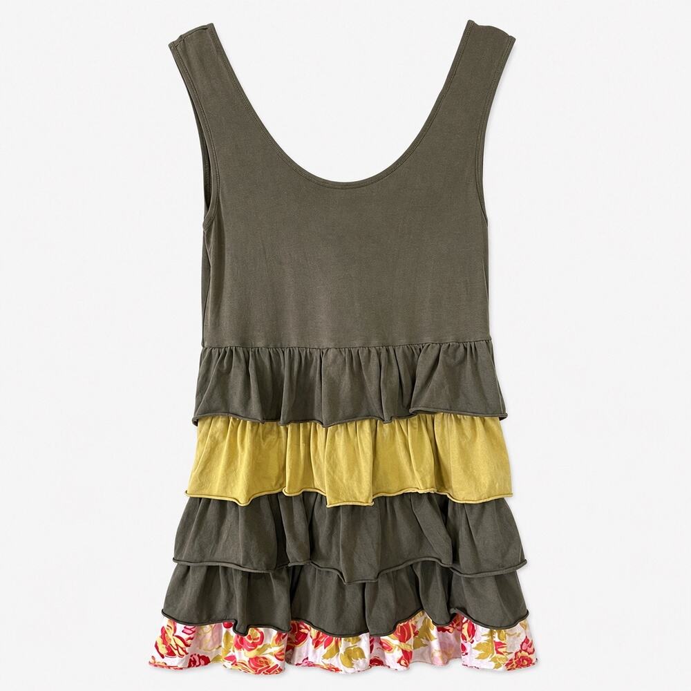 Matilda Jane Xanadu Adult Mini Dress Women’s Large Boho Ruffle Floral Olive
